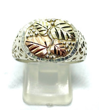 Men’s Black Hills Sterling Silver & 10KT Gold Leaf Ring Size X (US 11 1/2)
