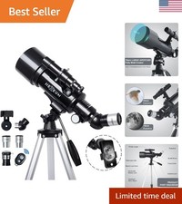 Explore the Stars: 70mm Refracting Telescope with Phone Adapter  Carrying Case