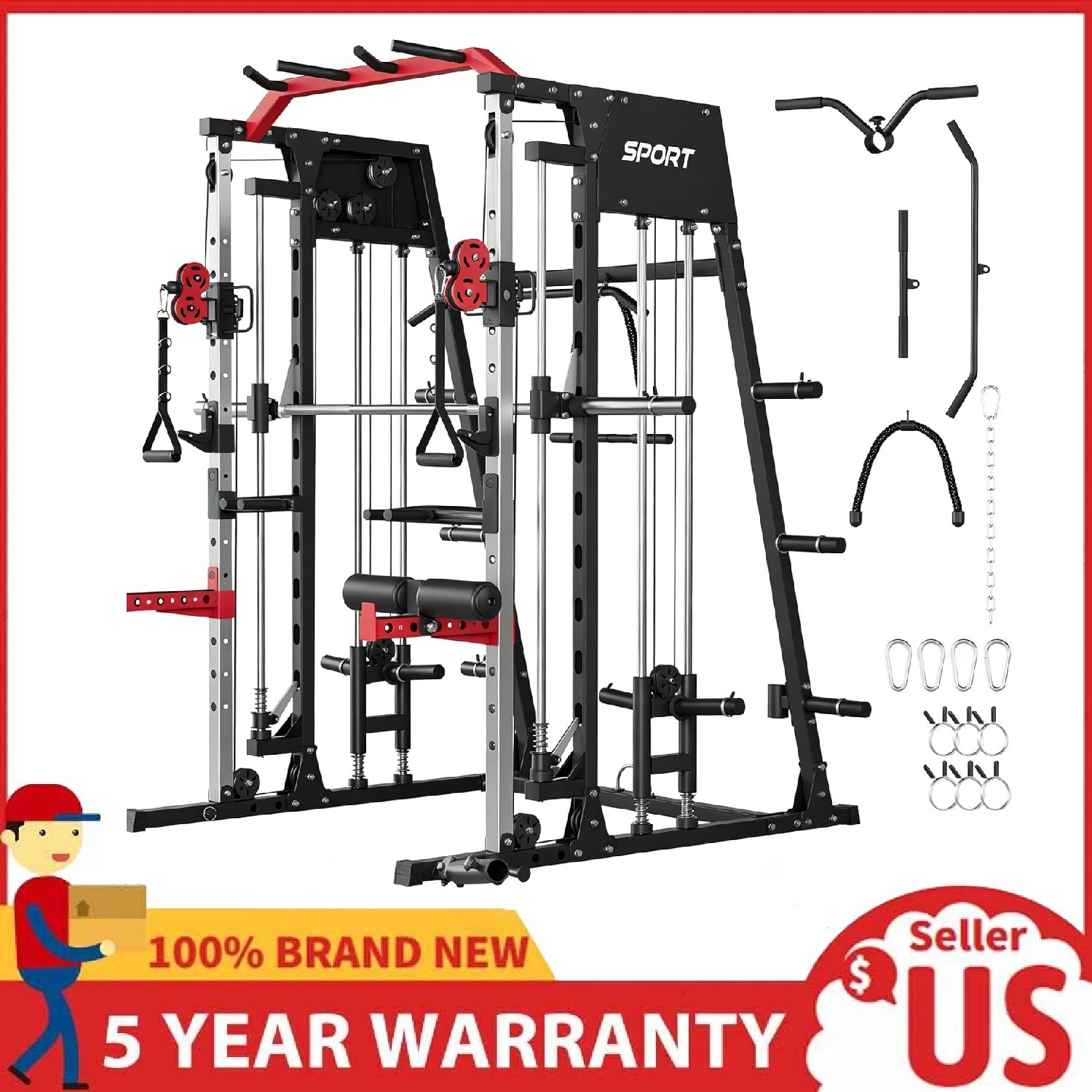 Smith Machine Home Gym All in One Squat Rack Power Cage 2200