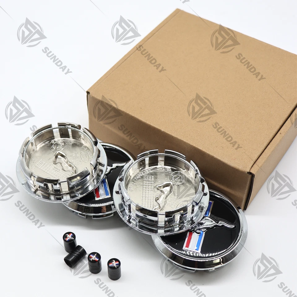 4PCS Wheel Rim Center Caps For M-ustang GT Bullitt Running Horse Emblem Foto 3 de 4