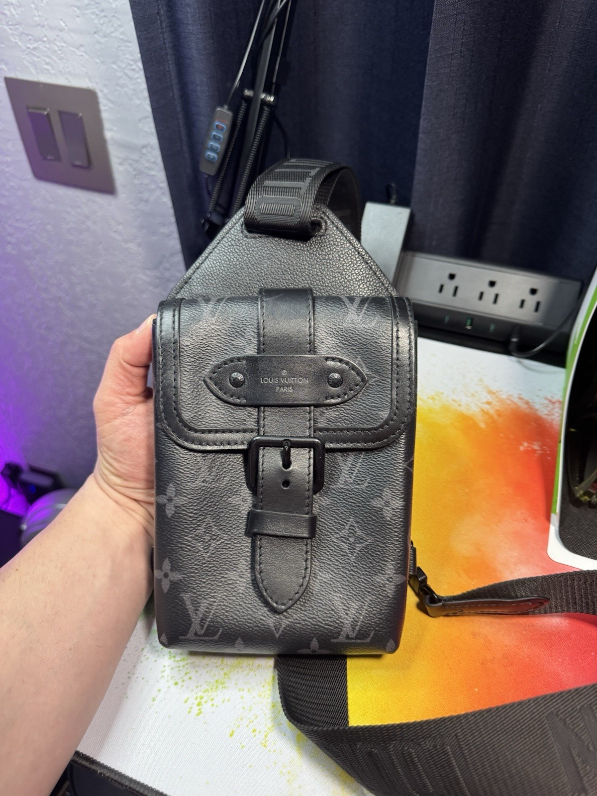 Louis Vuitton Monogram Eclipse Samur Sling Bag - image 1