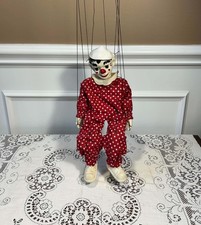 1930s Vintage Clippo the Clown Marionette Curtis Crafts  Puppet USA Hang Tag
