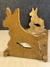 Antique Edwardian Fret Cut Elm Folding Scottie Dog Desktop Bookcase Book Rack