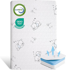 Gel Memory Foam Pack and Play Mattress, Dual-Sided, Soft Removable Cover 38"x26