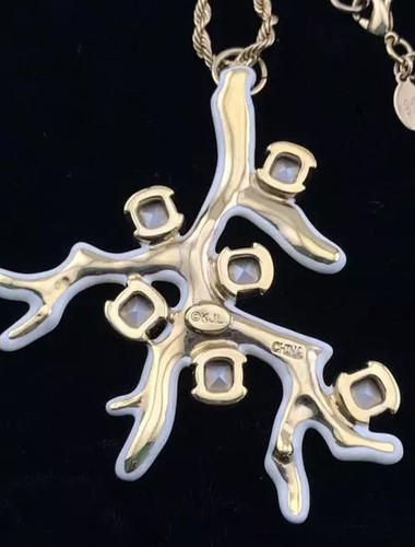 Kenneth Jay Lane KJL Vintage Gold Tone White Coral Necklace & Champagne Crystals - Picture 3 of 4