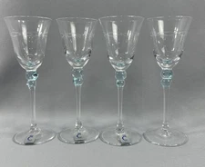 (4) Vintage Christinenhutte Wine Glass 5 3/4" Fine Crystal Etched Crown Mark