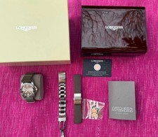 LONGINES HydroConquest 41mml silver grey dial watch + box & 2 Extra straps 