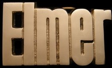 MH14167 NOS VINTAGE 1978 CUT-OUT NAME ELMER SOLID BRASS BUCKLE
