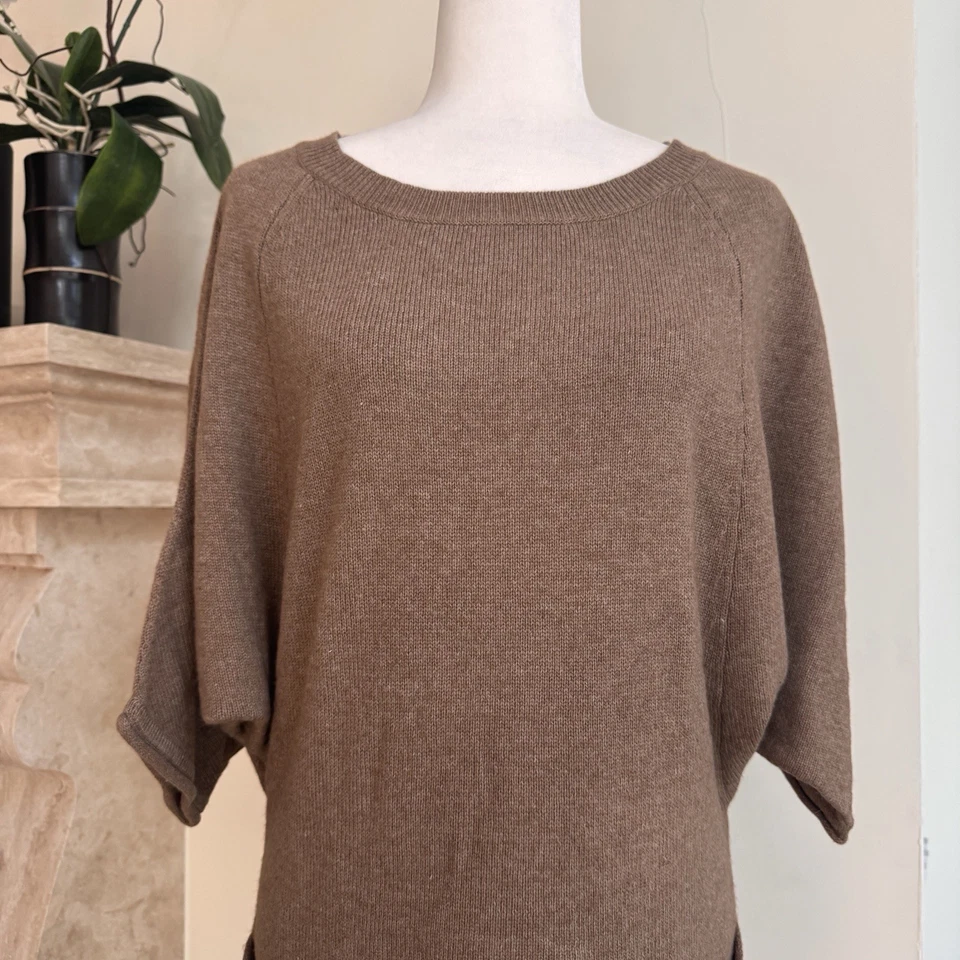 BCBGMaxAzria Marrón Manga Corta Dolman Túnica Suéter Vestido Pullover Mujeres Talla M Foto 4 de 4