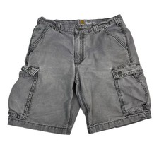 Carhartt Carpenter Cargo Shorts Gray Workwear Faded Grunge Utility Style Size 33