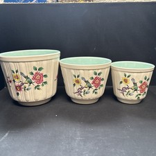 James Kent Vintage Ceramic Plant Pots, Old Foley Chinese Rose Trio