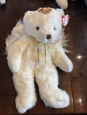 Ty Classic Angel Bear Plush White w/ Gold Wings  Halo Heart Tag