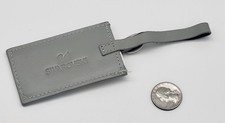 Swarovski Luggage Tag, Gray Leather, crystal stones