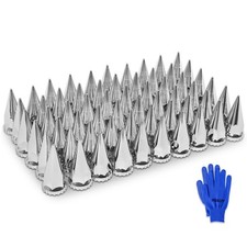 60Pcs Lug Nut Covers 33mm Spike Nut Covers ABS Chrome Plastic Anti-Rust Threa...