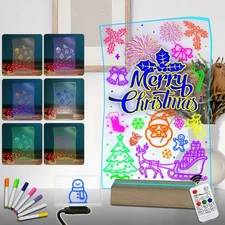 Night Light Curved Message Board LED Note Board with 7 Colors Dry Erase Board...