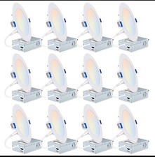   12 Pack 6 Inch 5CCT Ultra-Thin LED Recessed Ceiling Light with Junction Box