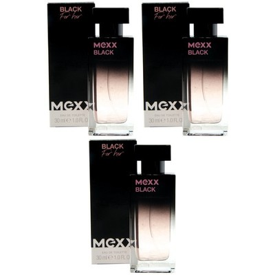 Mexx Black For her Eau de Toilette 3 x 30ml EdT Spray for woman mit Litschiduft