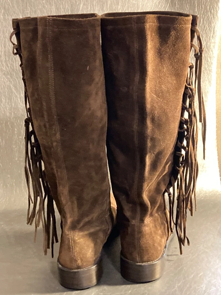 Coach Brown Suede Boots “ Arianna” Fringed Bohemian Boots Size 8 B - Image 3 of 4