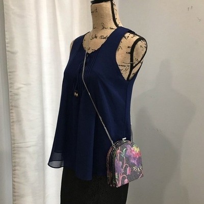 Zara studded floral clutch crossbody handbag evening