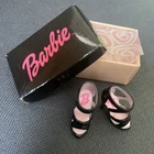 Vintage Barbie Black High Heel Shoes w/ Box Mattel 2000 Bandai Japan Edition