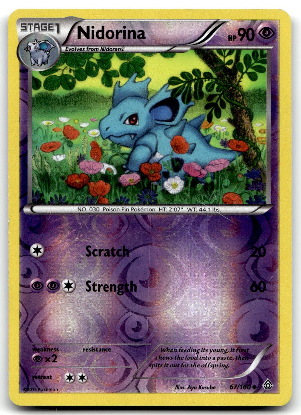 Nidorina 67/160 XY - Primal Clash Uncommon Reverse Holo Pokemon TCG MP