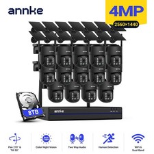 ANNKE 4MP WIFI Solar Battery PT Security Camera System Two Way Audio Full Color