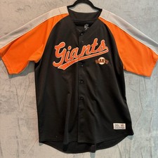 San Francisco Giants Men's Dynasty Jersey Black with Orange Letters Size 2XL