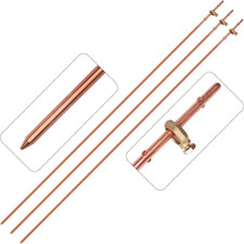 3 Pack Grounding Rod with Clamp 4 Feet Long Copper Electrical Ground Rod for Ele