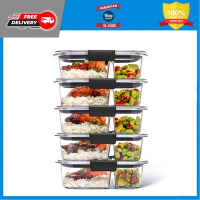 Rubbermaid Brilliance 2-Compartment Food Storage Containers 2.85 Cup 5-Pack
