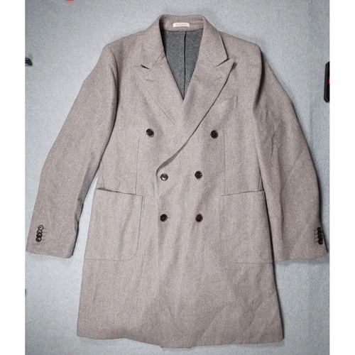 Suitsupply Overcoat Men 44 US Taupe Wool Double Breasted Vitale Barberis - product listing photo
