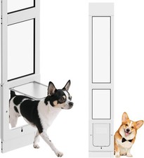 Dog Door for Sliding Glass Door, Magnetic Plastic Flap Sliding Door Pet Insert-L