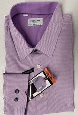 DUCHAMP Tailored Men's Slim Fit Cotton Stretch Dress Shirt 18 XXL Purple NEW