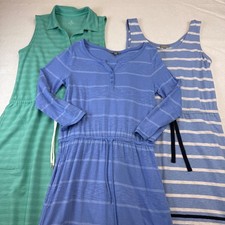 Set 3 Talbots Striped Drawstring Waist Casual Dresses Set Women's Size XS, S, P