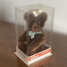 Schuco RARE DK BROWN 5 Mohair Yes/No Tricky Teddy Bear W/ Tongue Crown Boxed