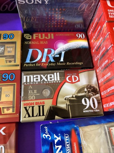 Lot of 79 Sealed Blank Audio Cassette Tapes - TDK Sony Maxell & More - Picture 8 of 12