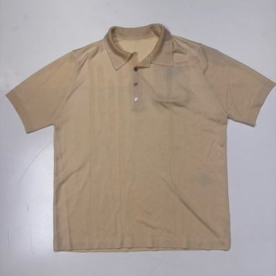 Vintage Montagut Paris Men s Size M Beige Fil Lumiere Knit Polo Shirt