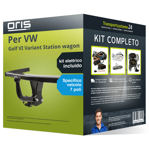 STEINHOF Gancio di traino estraibile compatibile con Volkswagen VW Passat B8 Variant SW 11.2014- + kit elettrico 7-poli specifico