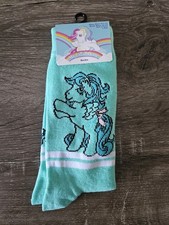 My Little Pony Crew Socks Aqua Rainbow Cartoon Girls Size 9-11 1 Pair
