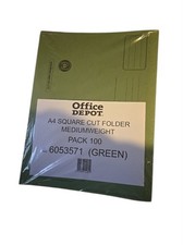 Image of OFFICE DEPOT A4 SQUARE CUT FOLDER MEDIUMWEIGHT PACK 100 (GREEN)