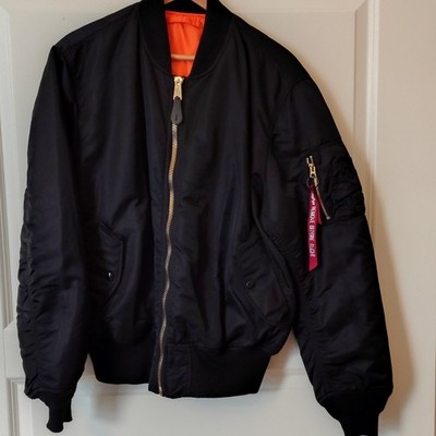 Alpha Industries MA-1 Bomberjacke Herren wendbar schwarz/orange Gr. L Nylon