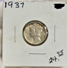 1937 US Mercury Dime 10c AU (Cleaned, Retoned)