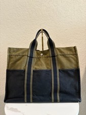 Hermes 12x17   Canvas Tote Unisex Green Blue ...