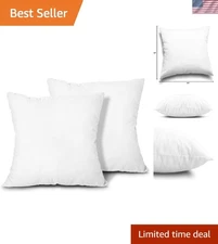 Set of 2 White 18x18 Throw Pillow Inserts with Zipper & Microfiber Polyester ...