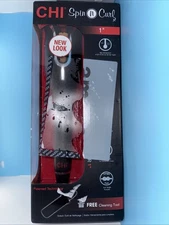 CHI Spin N Curl 1” Ceramic Rotating Curler Black With Cleaning Tool Hair Style