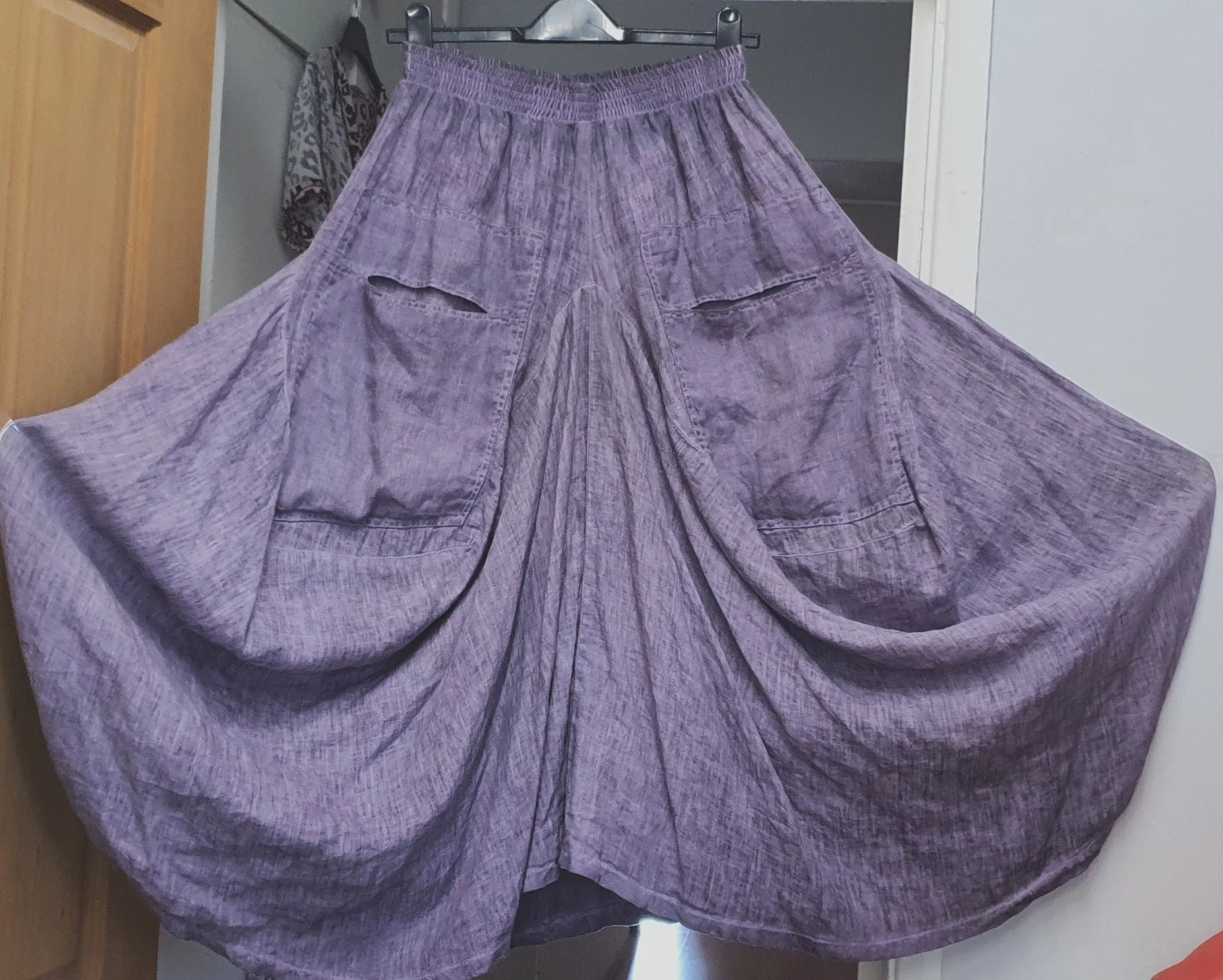 JOHN P. Greece Purple Tie Dye Fine Linen Peasant Bohemian Skirt size S - M £140