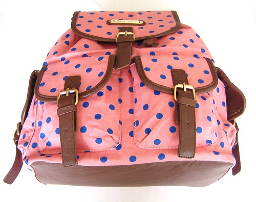 Nueva con etiquetas Mochila Anna Smith Retro Lunares Spot LYDC Damas Melocotón/Marrón - Imagen 5 de 9