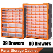 Multi Drawers Parts Organiser Wall Mount Storage Cabinet Nuts Bolts Tools Clear