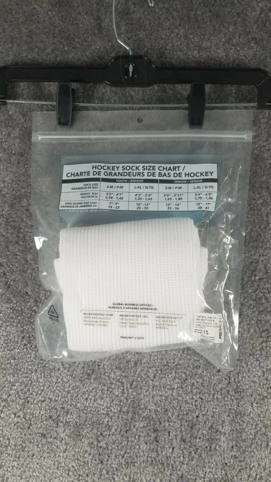 BAUER мальчиков молодежи Sz S-M 200 серии вязаный хоккей носки белый новый с Ярлыками эластичный лодыжки - Изображение 3 из 4