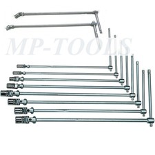 SET CHIAVI A T DOPPIO SNODO 10pz LUNGHE 8-19mm + 1/2"-3/8" SNODATE 45cm