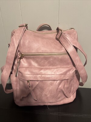 Modern+Chic Brielle Convertible Backpack Mauve Vegan Leather /no Shoulder Strap